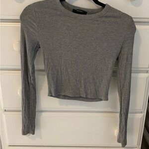 Forever 21 Gray Ribbed Long Sleeve Top